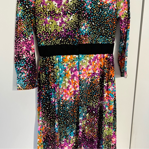 Vintage Y2K Polka Dot Black & Colorful Modest Lightweight Dress 3/4 Sleeves Sz M - Picture 8 of 14